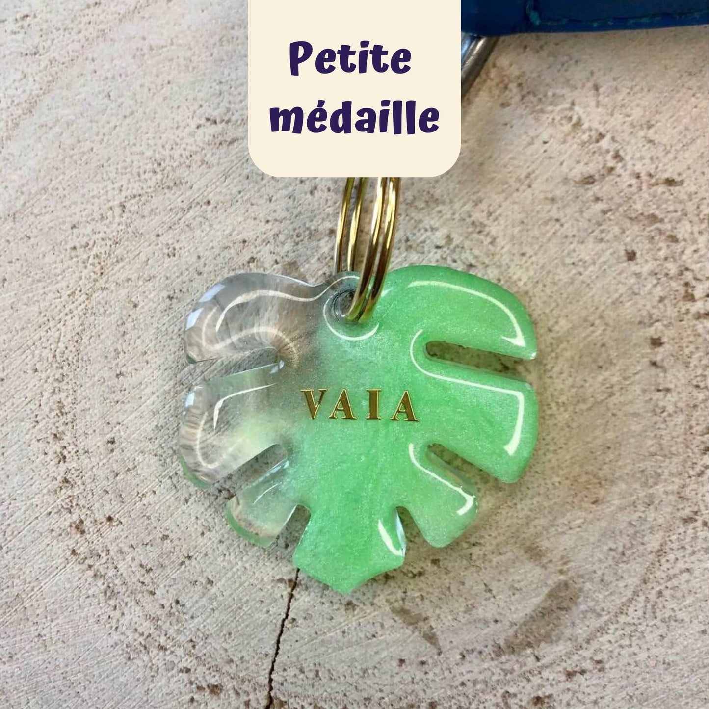 Medaille pour chat en forme de monstera, unique et original