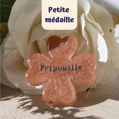 Gravure sur medaille pour chat en résine, personnalisable, forme de trefle 