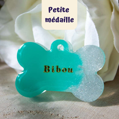 Medaille pour chat personnalise couleur bleu